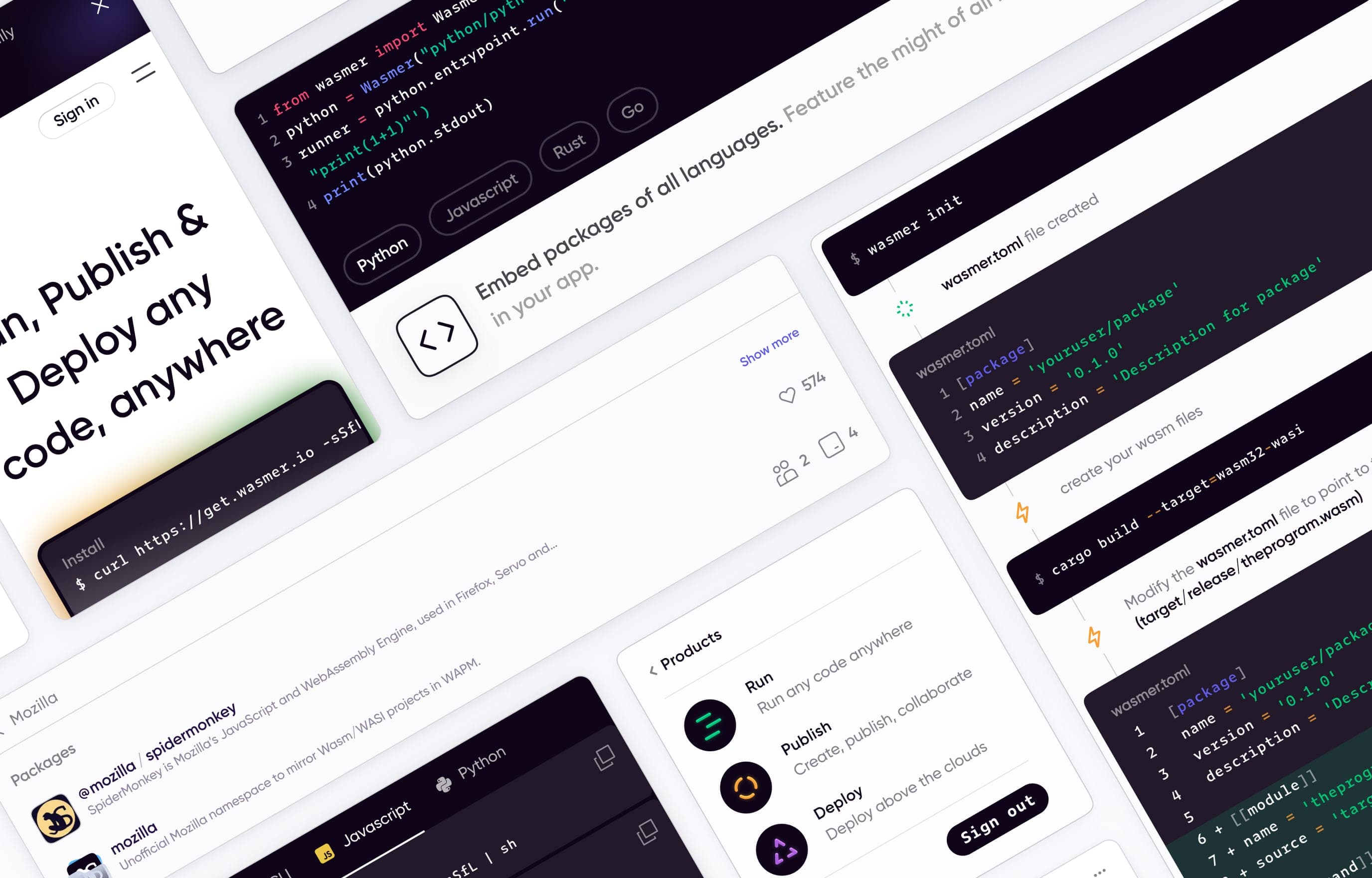 Collage of Wasmer UI